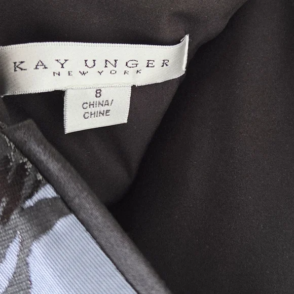 Kay Unger Jackie Floral Jacquard Sleeveless Midi Dress Blue Black Size 8 - Picture 6 of 7